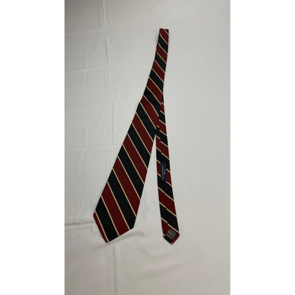 Robert Talbott Necktie Mens OS Burgundy Navy 58x3.75 Kings Dragoon Guards Silk‎